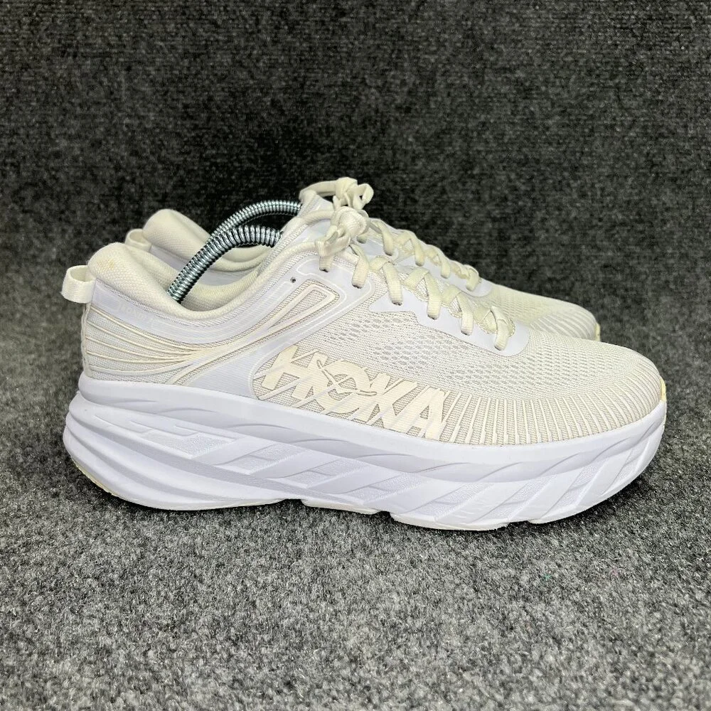 Hoka One One Bondi 7 Running Shoes Mens Size 9.5 White Athletic Training Sneaker